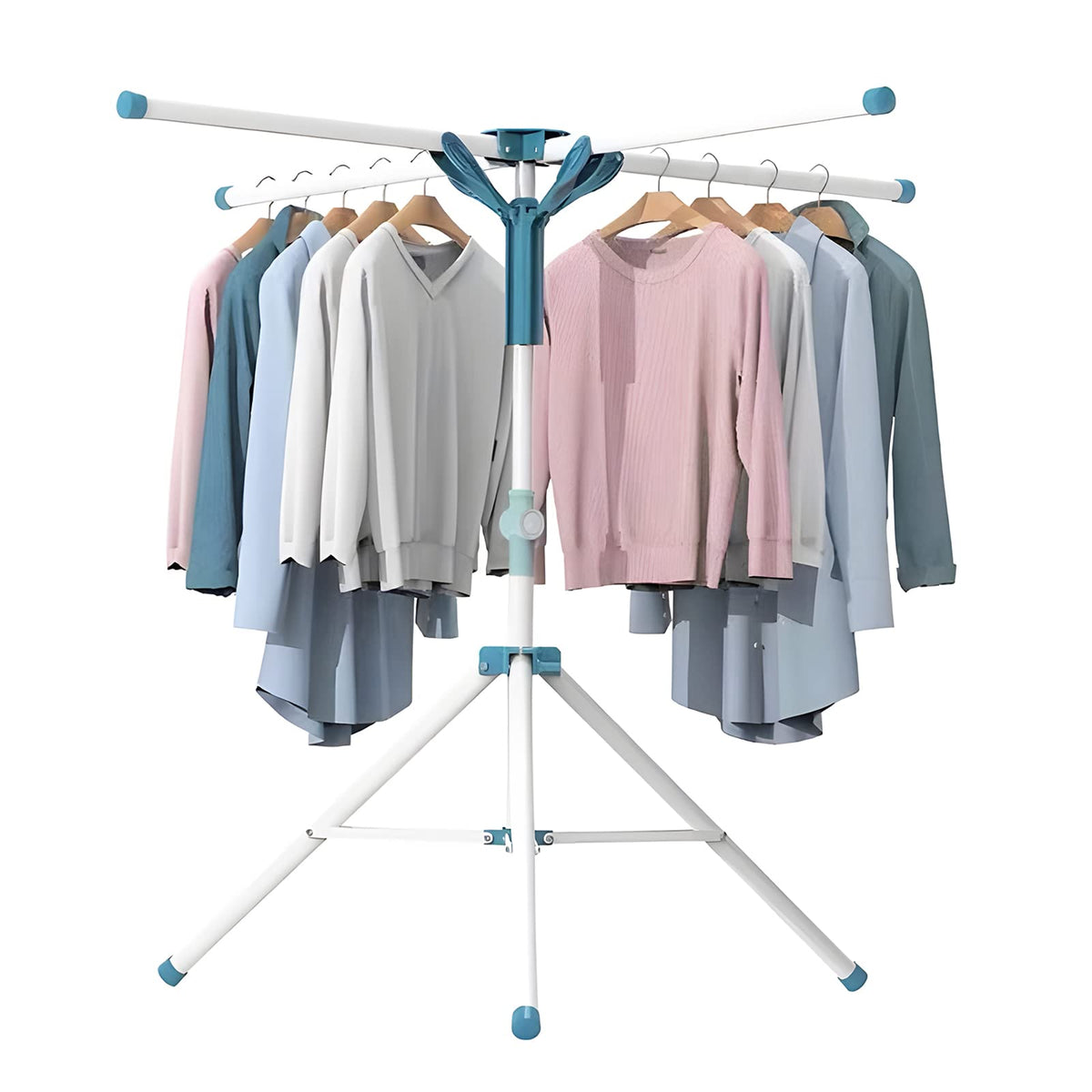 JAUREE tripod drying rack folded for compact storage.