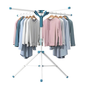 JAUREE tripod drying rack folded for compact storage.