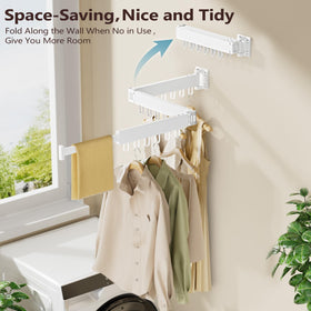 Jauree wall-mounted rack extended to 51 inches for clothes drying