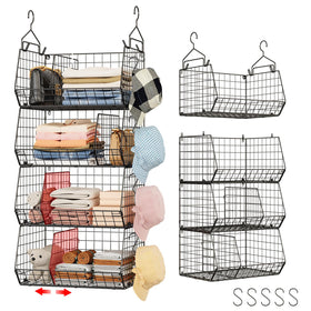 Jautokerdar 4-tier hanging closet organizer demonstrates compact storage on wire shelving for tidy clothes.