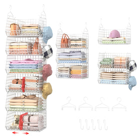 Jautokerdar 6-tier hanging closet organizer with extra width for expanded storage capacity.