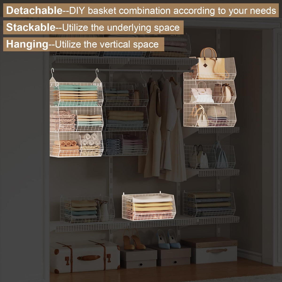 Jautokerdar closet storage ideas for sweaters, shoes, and handbags