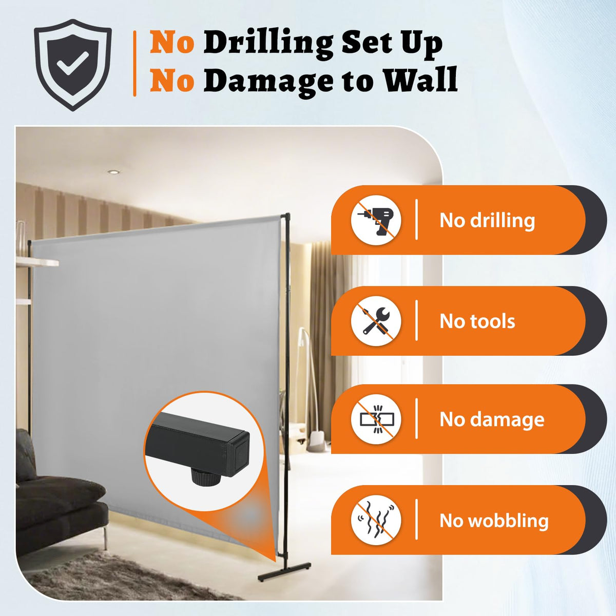 JAUZVIL height-adjustable divider demonstrating customizable height