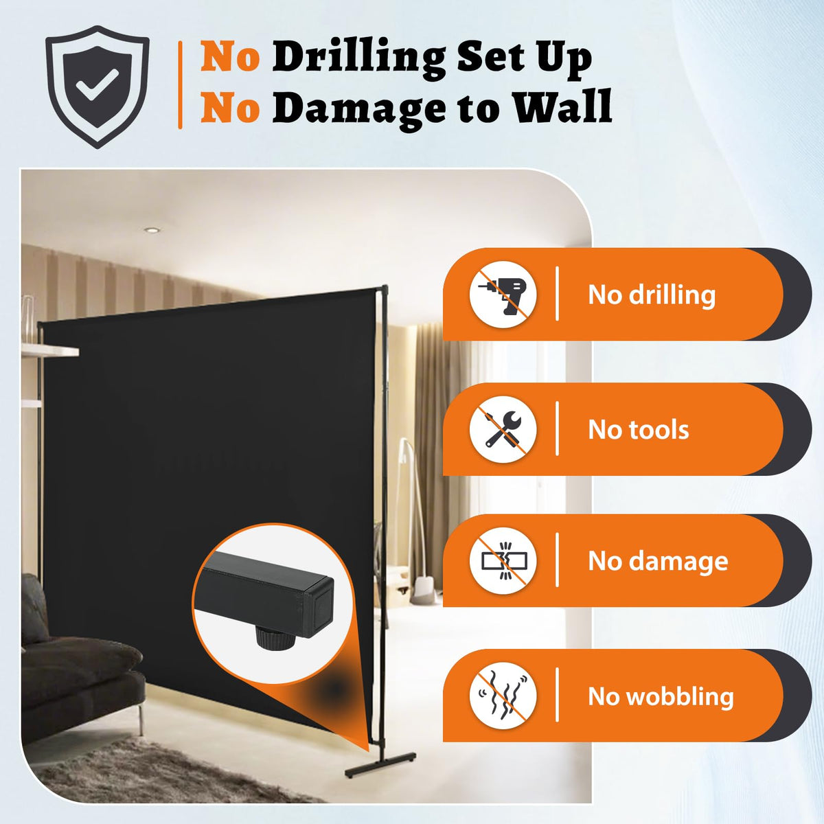 JAUZVIL room divider height adjustable to fit your space.