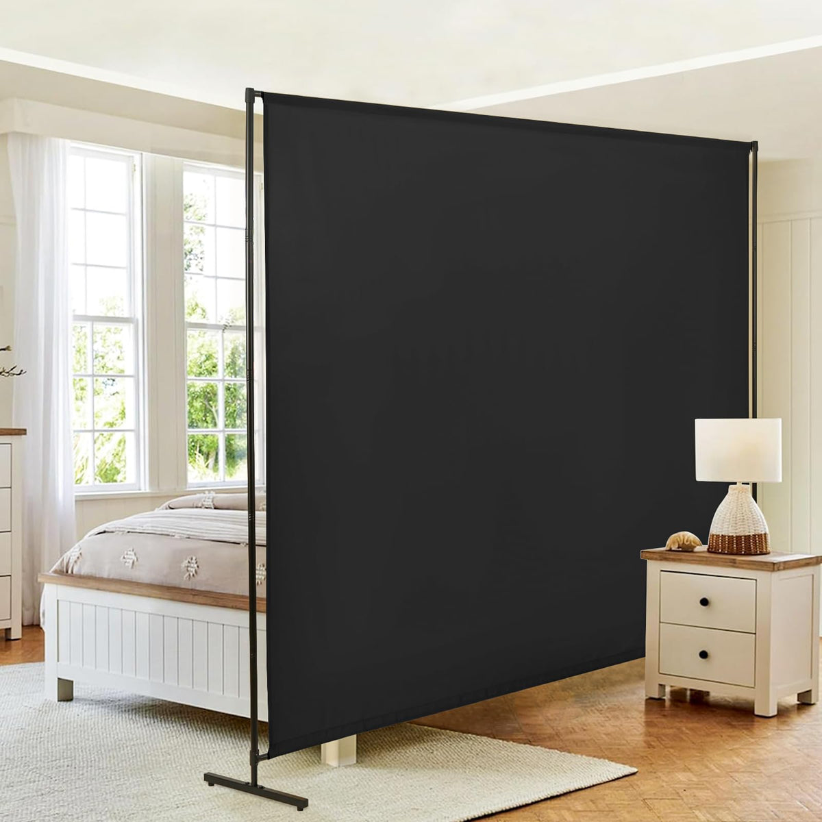JAUZVIL room divider single panel in black for private zone separation.