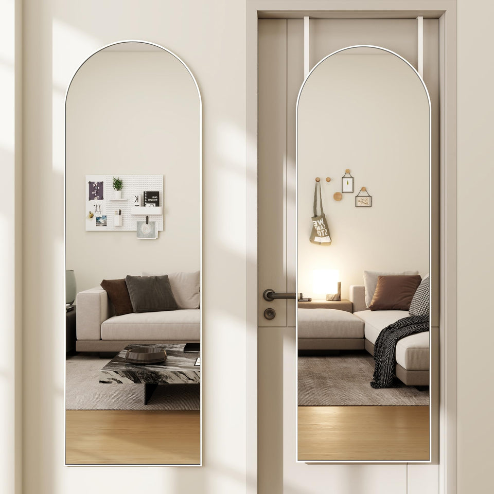 JAWGLOW arched full-length mirror with metal frame for precise outfit checks.