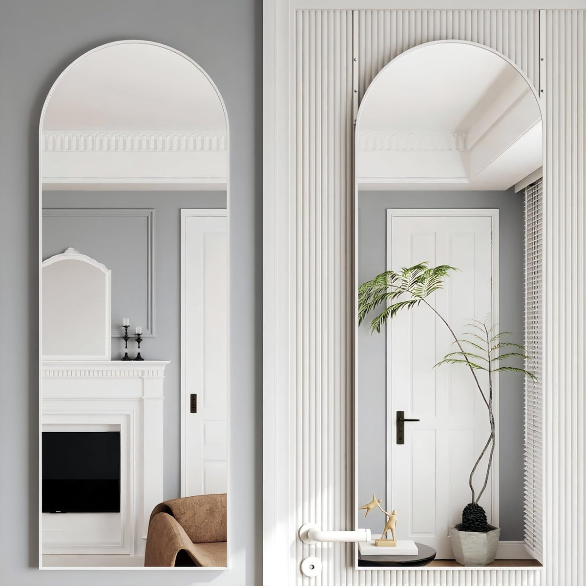 JAWGLOW arched full-length door mirror for a complete outfit view.