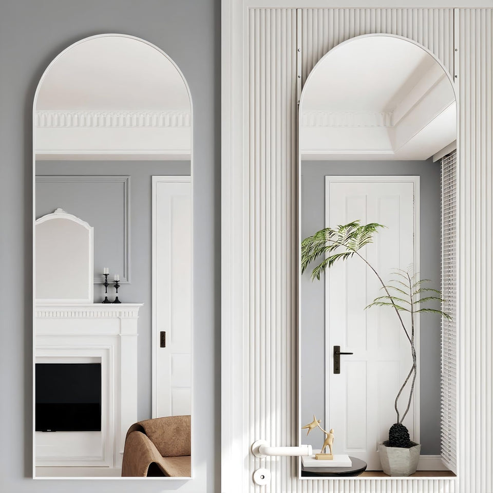 JAWGLOW arched full-length door mirror for a complete outfit view.