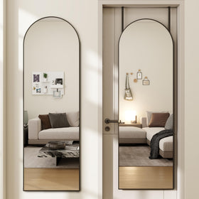 JAWGLOW arched full-length door mirror with metal frame for precise outfit checks.