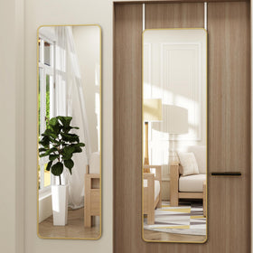 JAWGLOW full-length mirror with gold frame for clear full-body reflections.