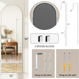 JAWGLOW over-door hanging mirror with 50x16 inch reflection for daily outfits.