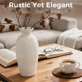 Jaxoriel threaded-texture vase close-up showing handcrafted charm and detail.