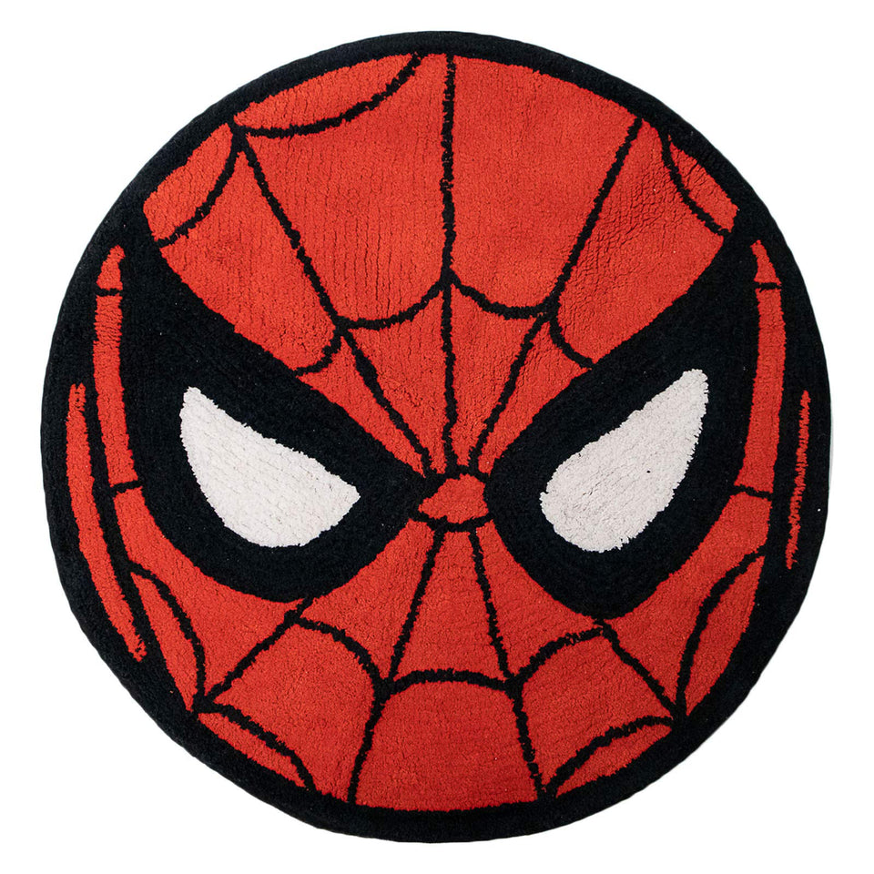 Jay Franco Avengers bath rug with Spiderman design, slip-resistant backing for safe, cozy bathroom moments.