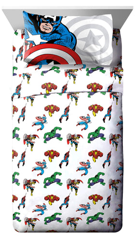 Jay Franco Avengers flat sheet twin features bold characters for easy, fun room decorating
