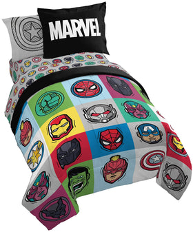 Jay Franco Avengers Pop twin comforter showcases bold hero graphics for cozy nights.