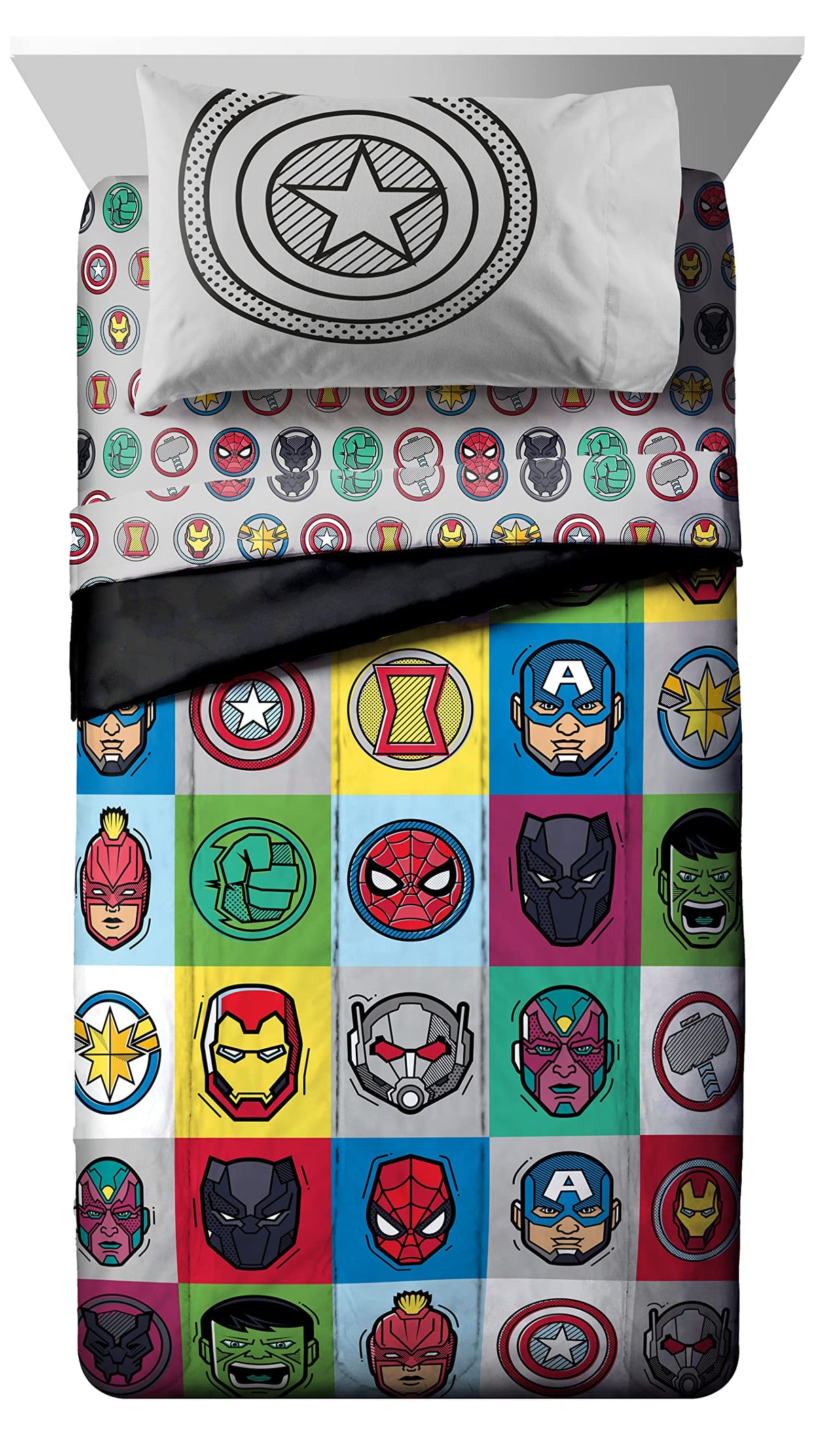 Jay Franco Avengers Pop twin fitted sheet delivers snug, fade-resistant coverage.