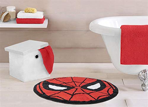 Jay Franco Avengers tufted bath mat featuring Spiderman, ultra-soft cotton for absorbent, comfortable drying.