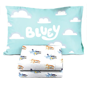 Jay Franco Bluey & Bingo bed in a bright kids room setup.