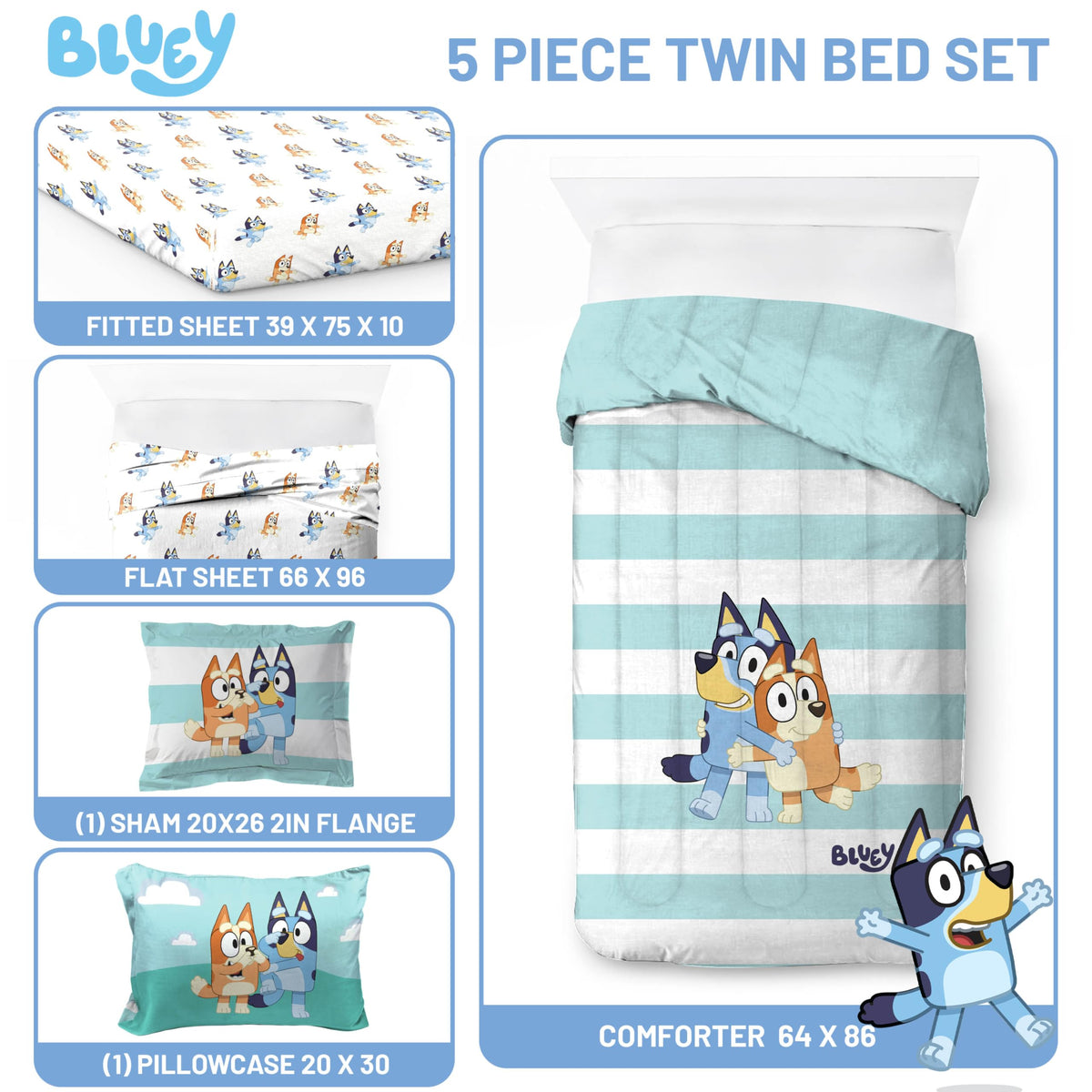 Jay Franco Bluey and Bingo fitted sheet offers soft microfiber and snug twin fit.