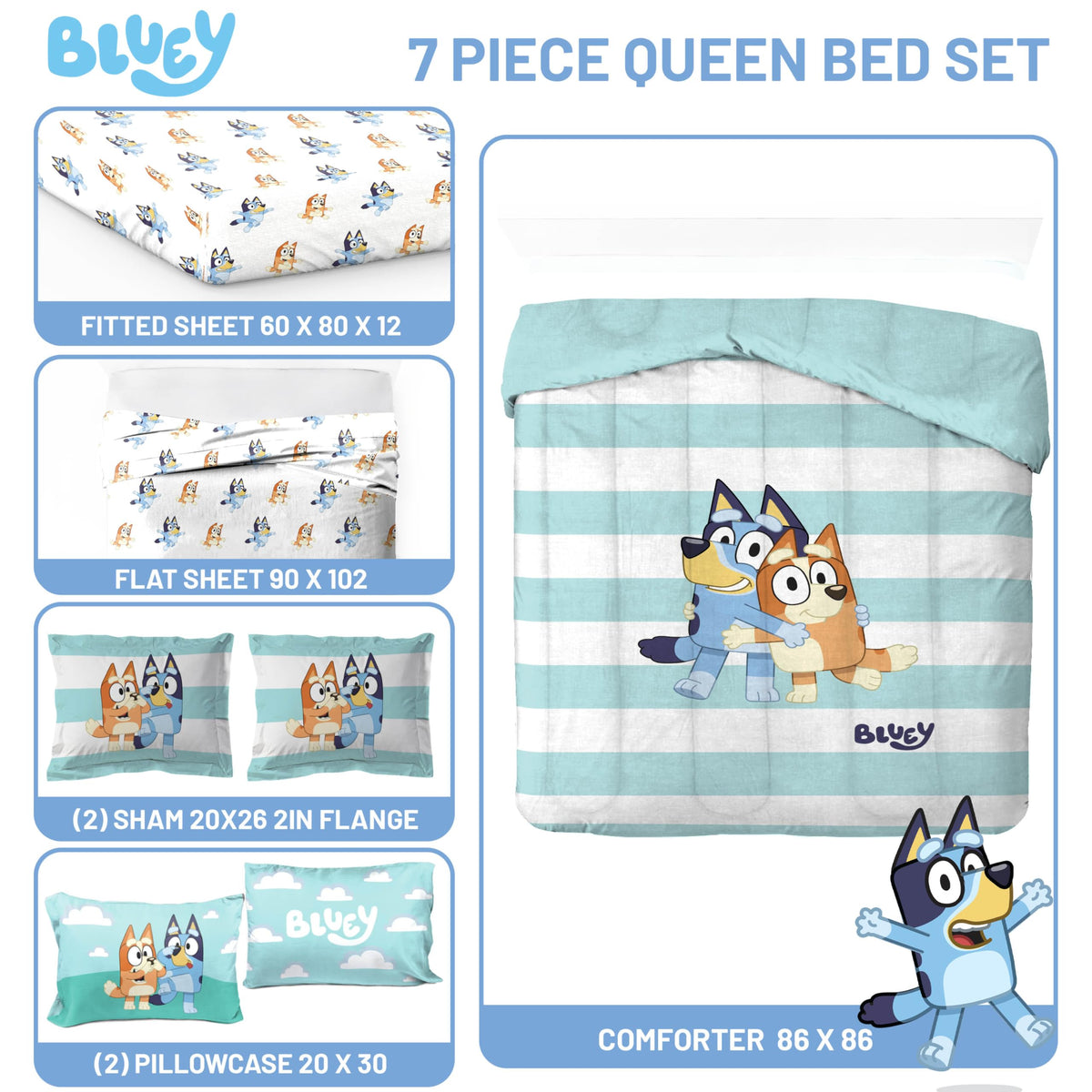 Jay Franco Bluey & Bingo flat sheet highlights vibrant design and breathable comfort