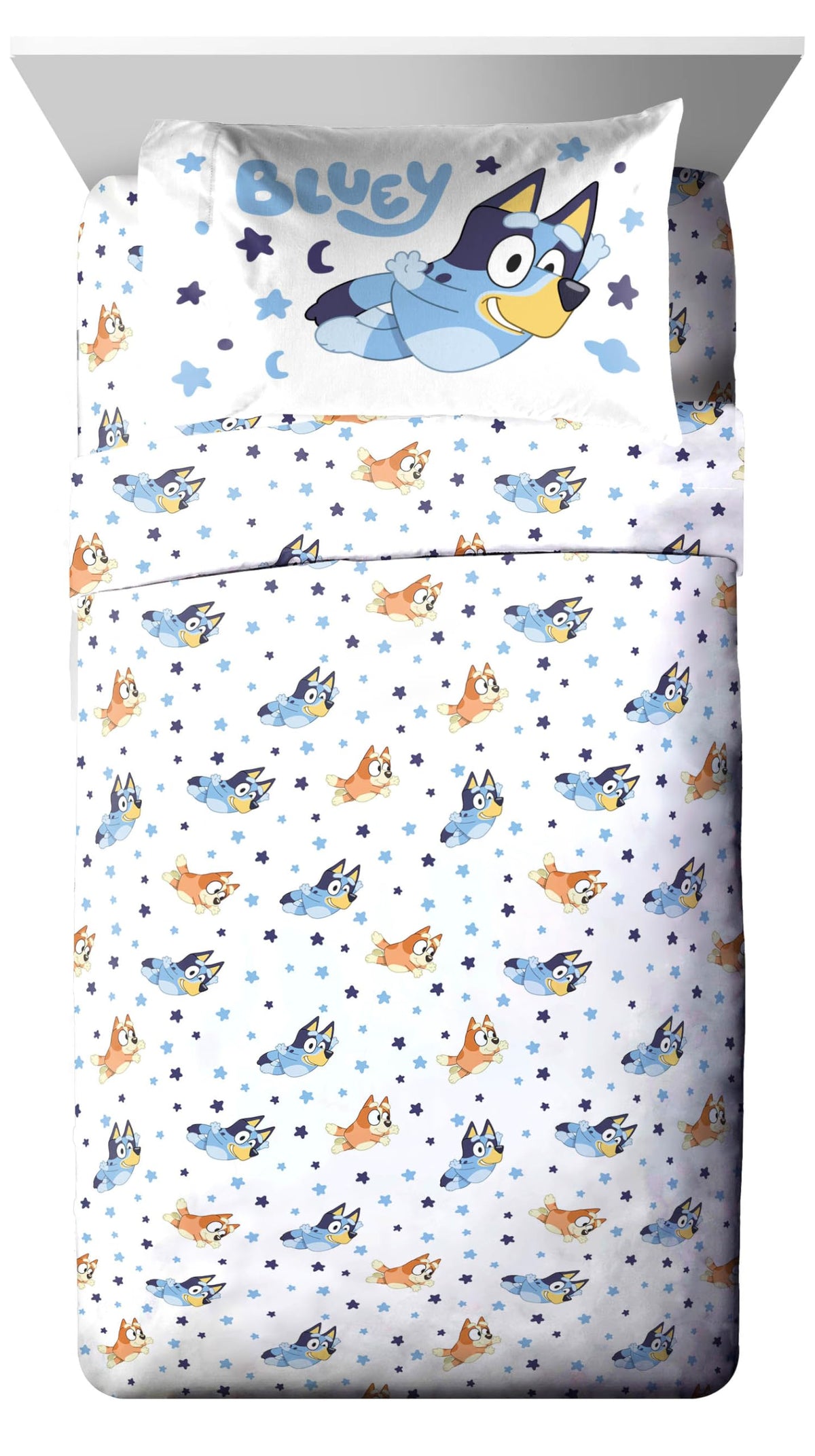 Jay Franco Bluey Bingo flat sheet showcasing vibrant print and soft touch.