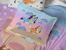 Bluey & Bingo kids bedding featuring stars and clouds design for imagination