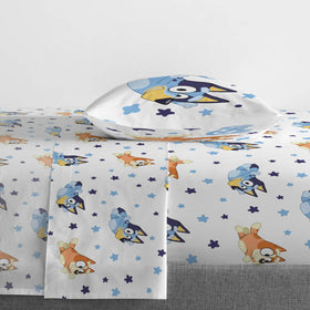 Jay Franco Bluey Bingo pillowcase and sham set for kid-friendly bedding detail.