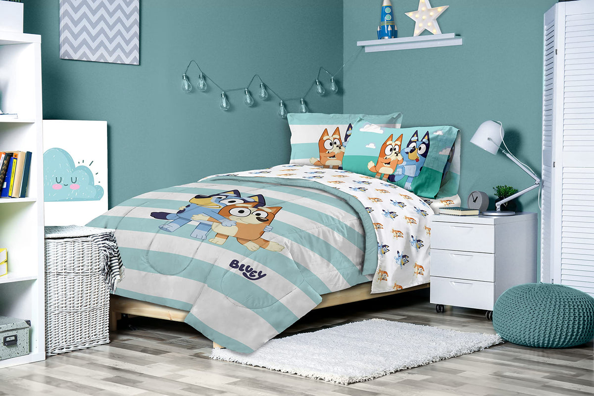 Jay Franco Bluey and Bingo pillowcase adds playful style with breathable microfiber.