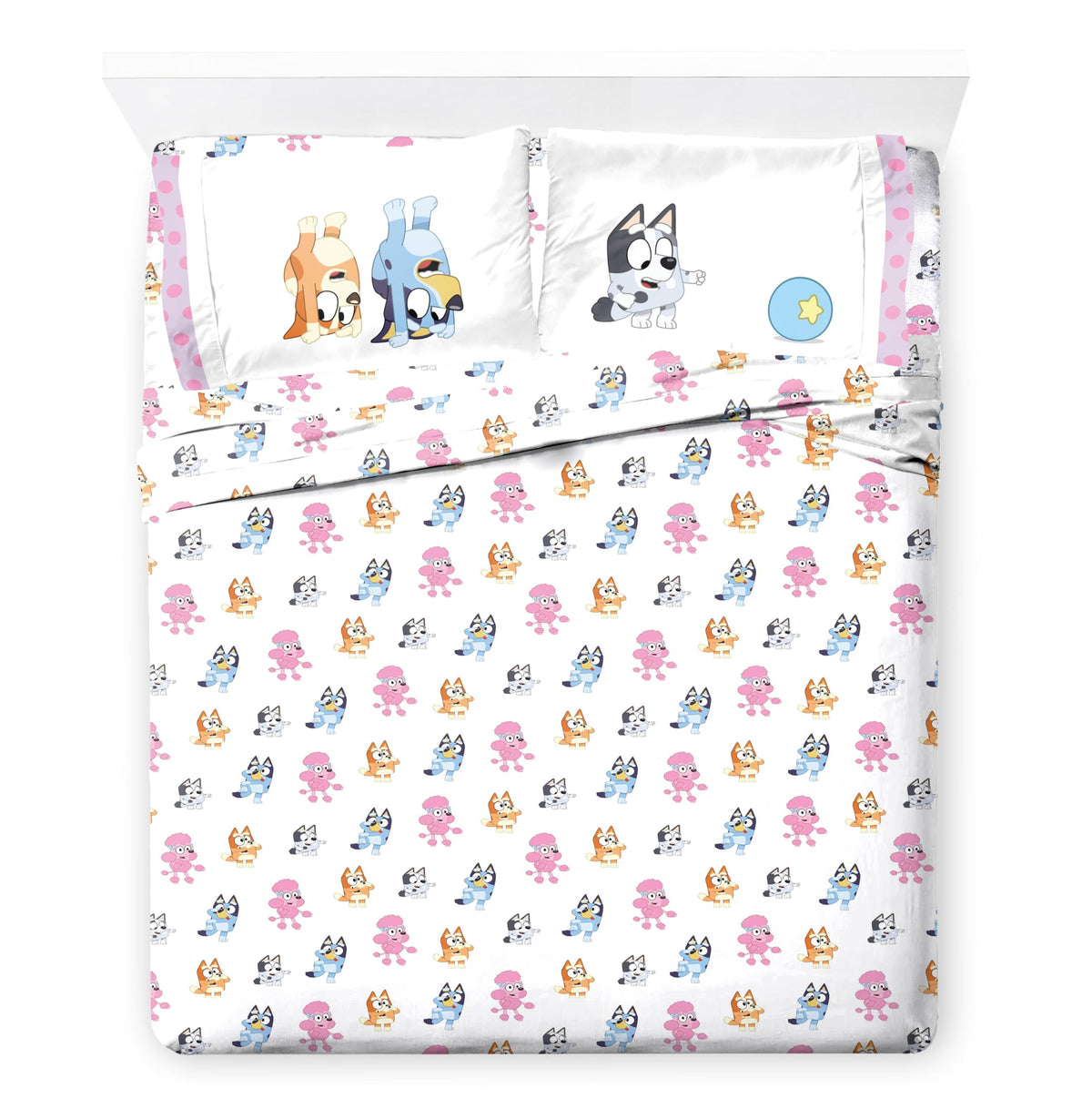 Officially licensed Bluey bedding brings familiar characters to bedtime