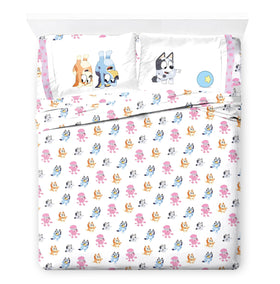 Officially licensed Bluey bedding brings familiar characters to bedtime