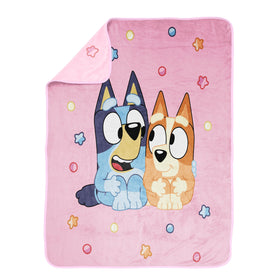 Bluey plush throw used for travel comfort and portability