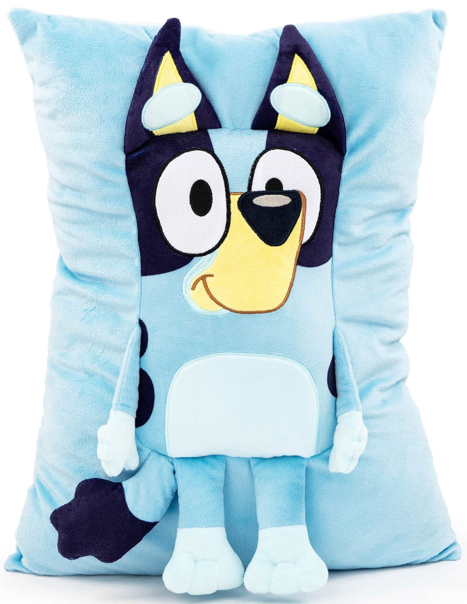 Jay Franco Bluey Snuggle Pillow with a 3D front design for cozy bedtime cuddles.