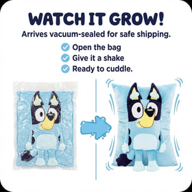 Jay Franco Bluey Snuggle Pillow pairs with Bluey bedding for a cohesive look.