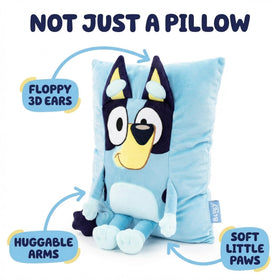 Jay Franco Bluey Snuggle Pillow fits neatly on beds and reading nooks.