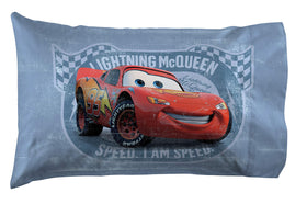 Jay Franco Cars Lightning McQueen closeup microfiber texture emphasizes softness and breathability