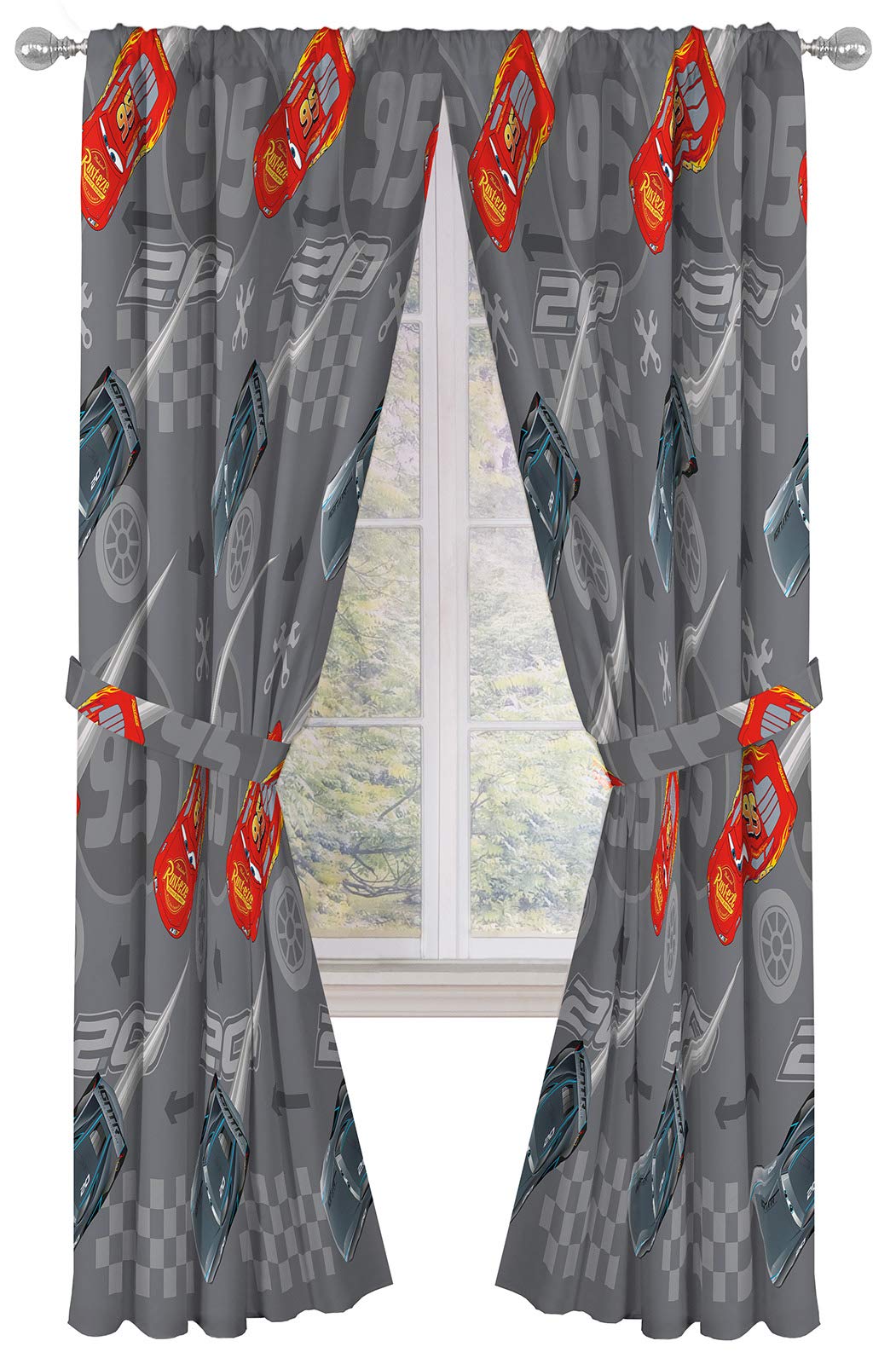 Jay Franco Cars Lightning McQueen drapes panel with bold graphics for a vibrant kid's room