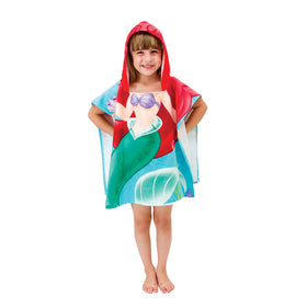 Jay Franco Disney Ariel hooded towel worn by child after bath for cozy poolside fun