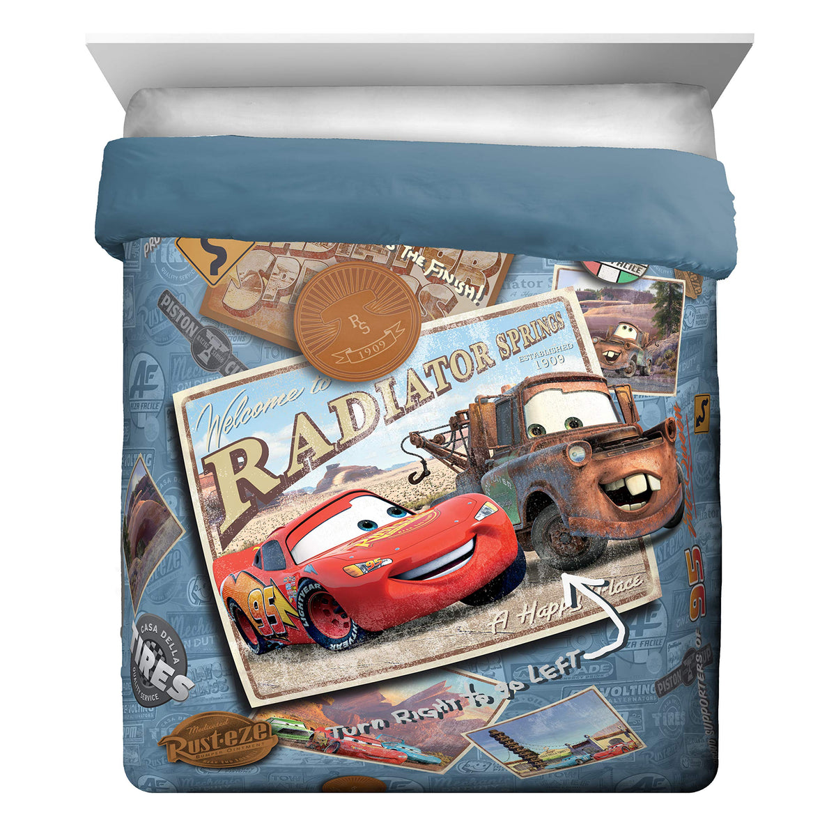 Jay Franco Cars Tune Up comforter close-up showing soft brushed microfiber