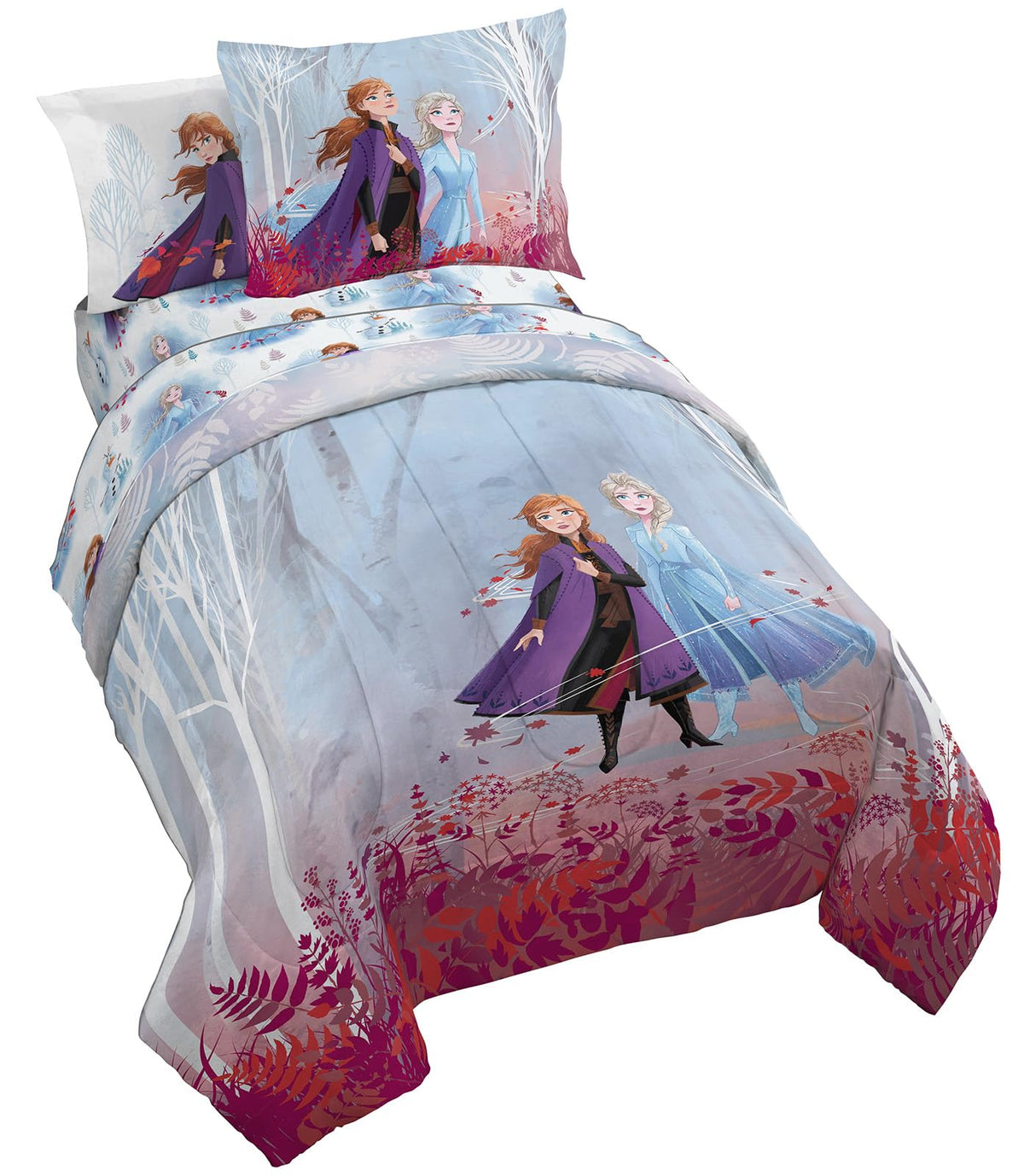 Jay Franco Disney Frozen Forest Spirit twin bed set, vibrant design enhances kid's bedtime.