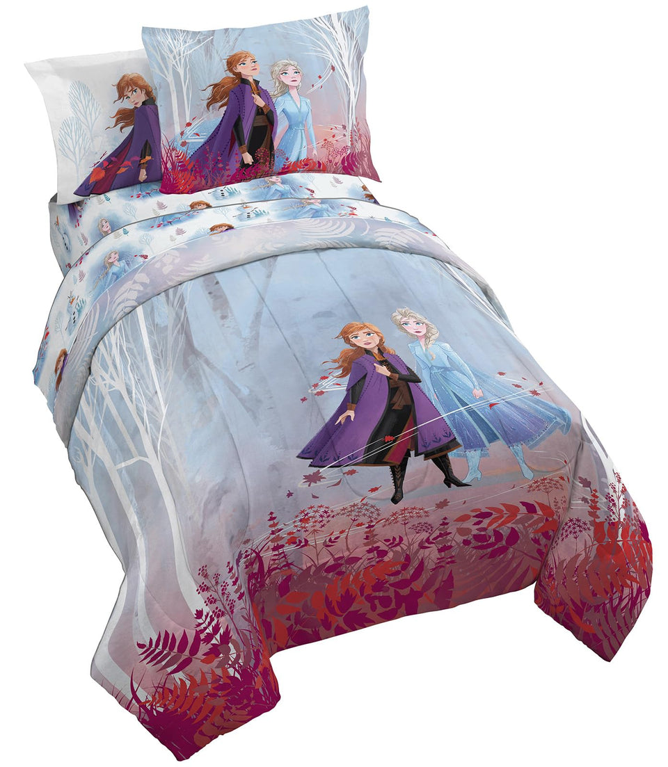 Jay Franco Disney Frozen Forest Spirit twin bed set, vibrant design enhances kid's bedtime.