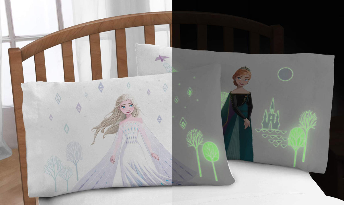 Jay Franco Disney Frozen glow pillowcase easy care and machine washable.
