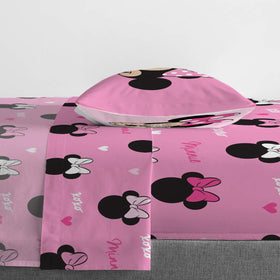 Jay Franco Minnie Mouse twin sheet set flat sheet with dots and bows detail