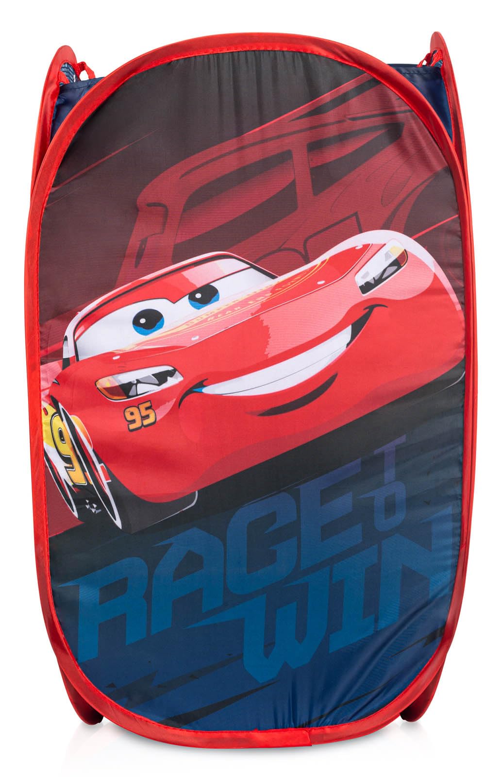 Jay Franco Cars pop-up hamper featuring Lightning McQueen for quick laundry organization