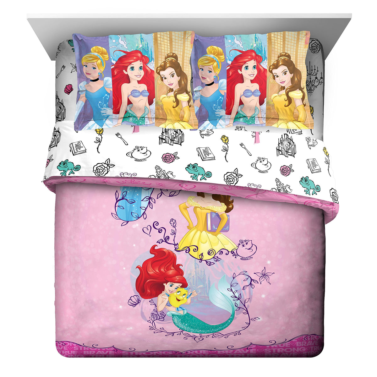 Jay Franco Disney Princess full comforter set with Ariel, Belle, and Cinderella for cozy dreams.
