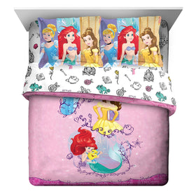 Jay Franco Disney Princess full comforter set with Ariel, Belle, and Cinderella for cozy dreams.