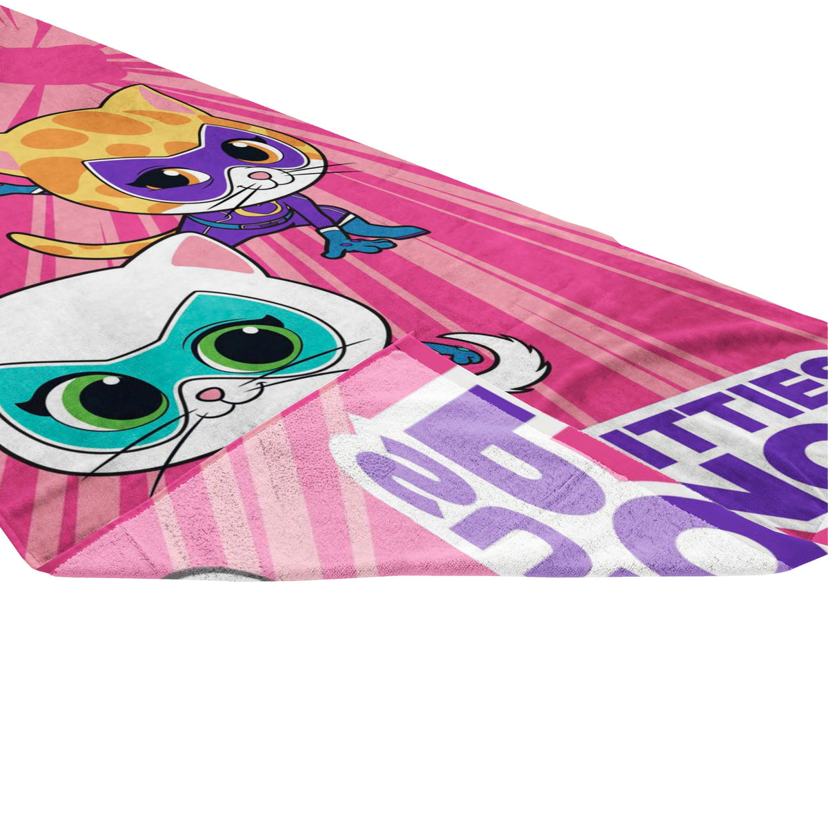 Jay Franco Disney Super Kitties towel ready for beach, bath, or picnic adventures.