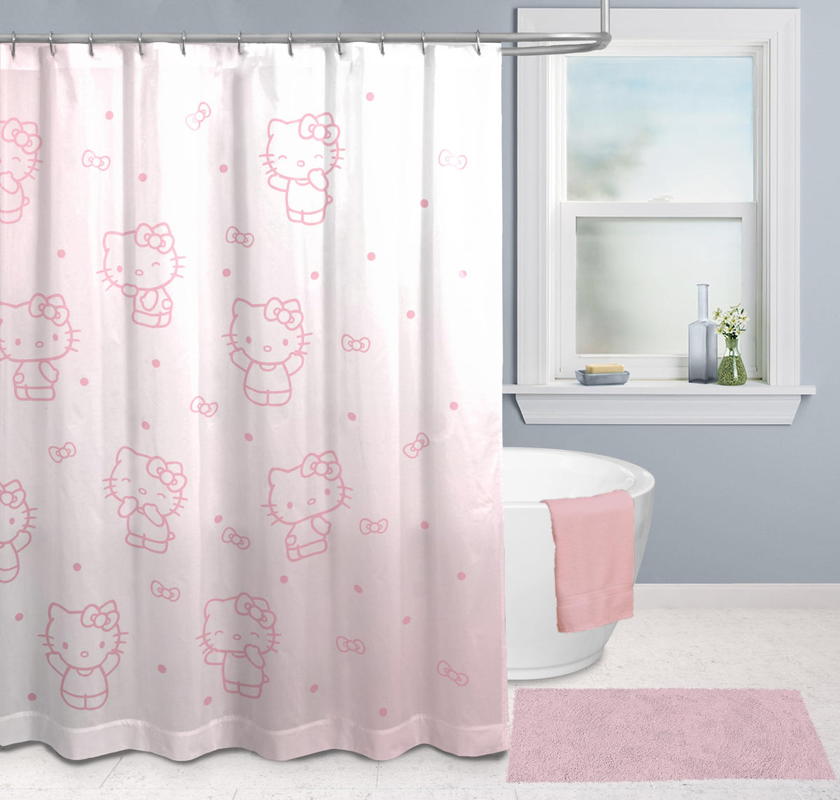 Jay Franco 70x72 inch curtain fits standard shower rods for easy setup