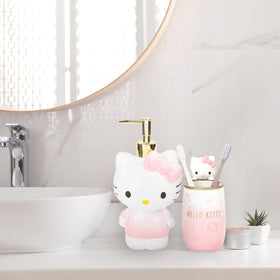 Jay Franco Hello Kitty tumbler with bow detail for brushes and cosmetics.