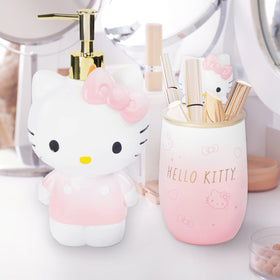 Jay Franco Hello Kitty ceramic finish on the dispenser and tumbler.