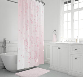 Jay Franco shower curtain features Hello Kitty motif and star design for bright decor